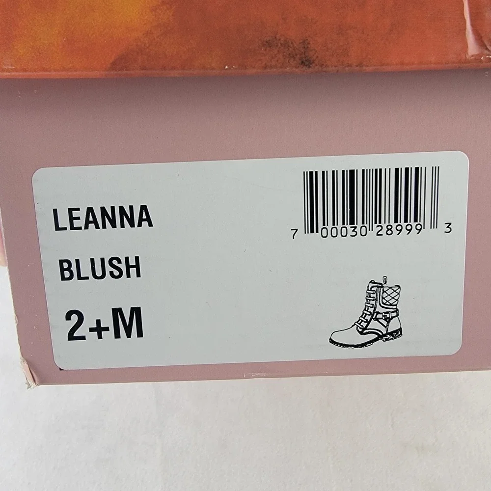 Rachel Shoes Leanna Blush Pink Quilted Combat Boots Kids Size 2M New in Box